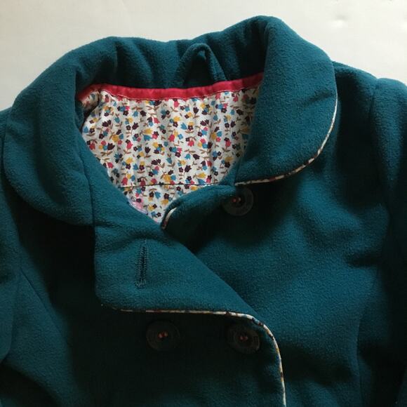 Little Bird teal pea coat with floral details - Picture 4 of 9
